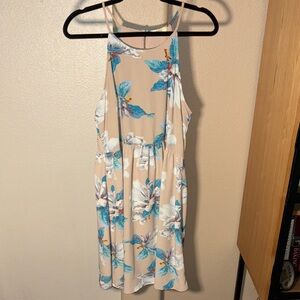Kori sleeveless halter neck dress with a floral pattern Blue & Cream size Medium